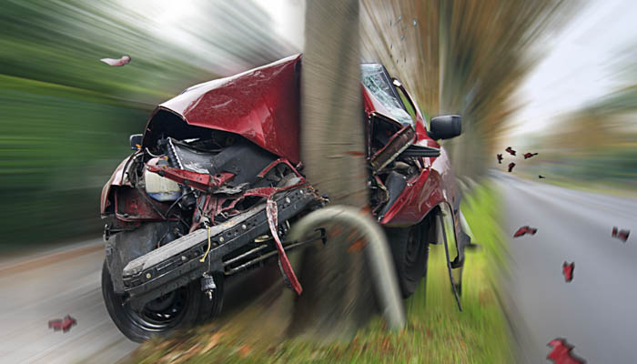 Car into a pole