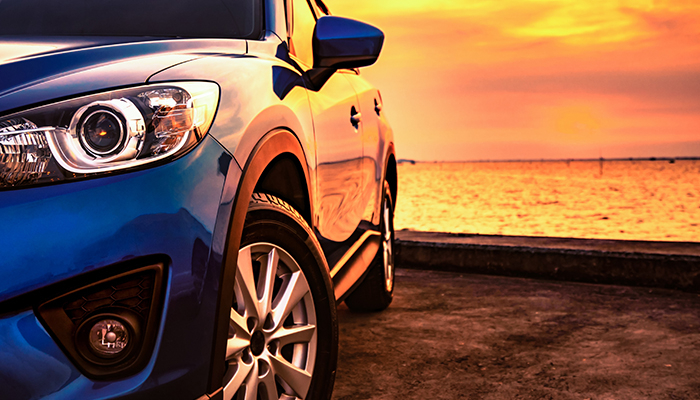 Car with sunset Car with sunset