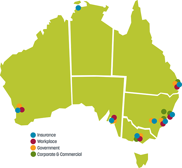 Map of Australia showing Sparke Helmore offices and services Map of Australia showing Sparke Helmore offices and services
