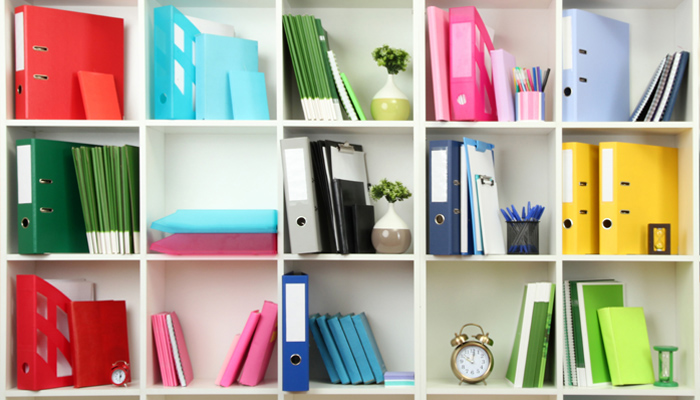 Shelves with folders